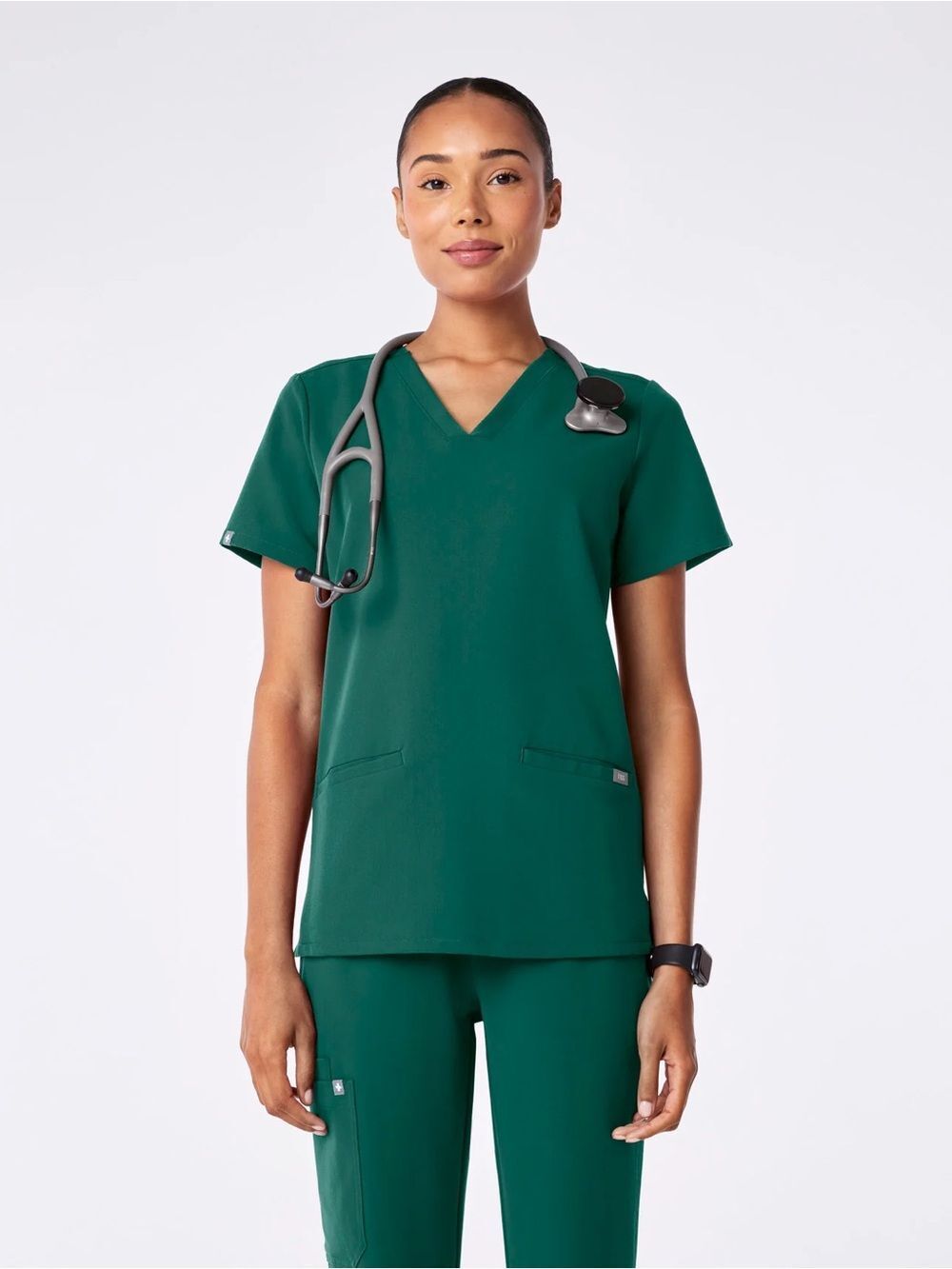 NEW FIGS Hunter Green Scrub Top